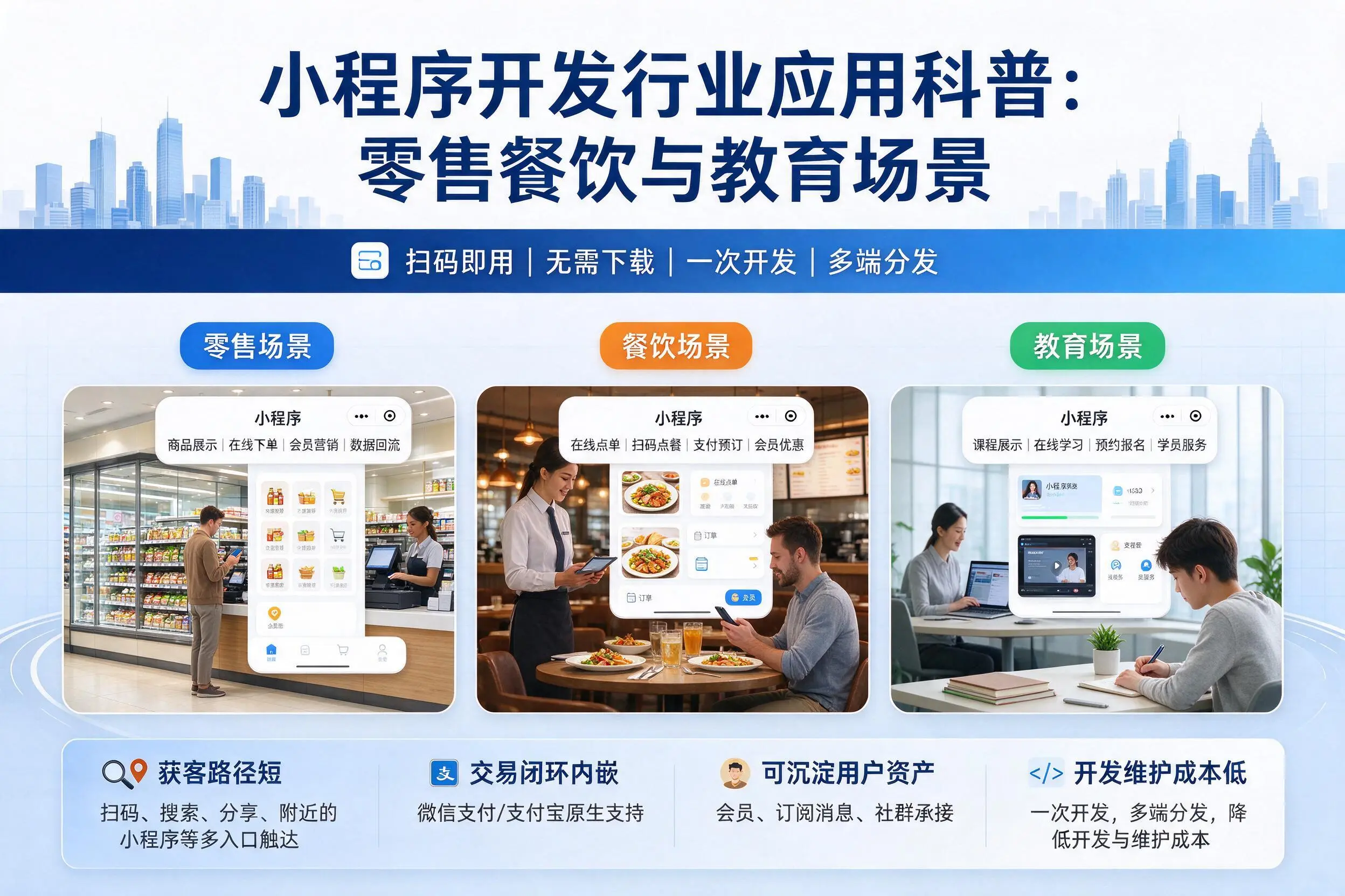 新余小程序开发行业应用科普:零售餐饮与教育场景