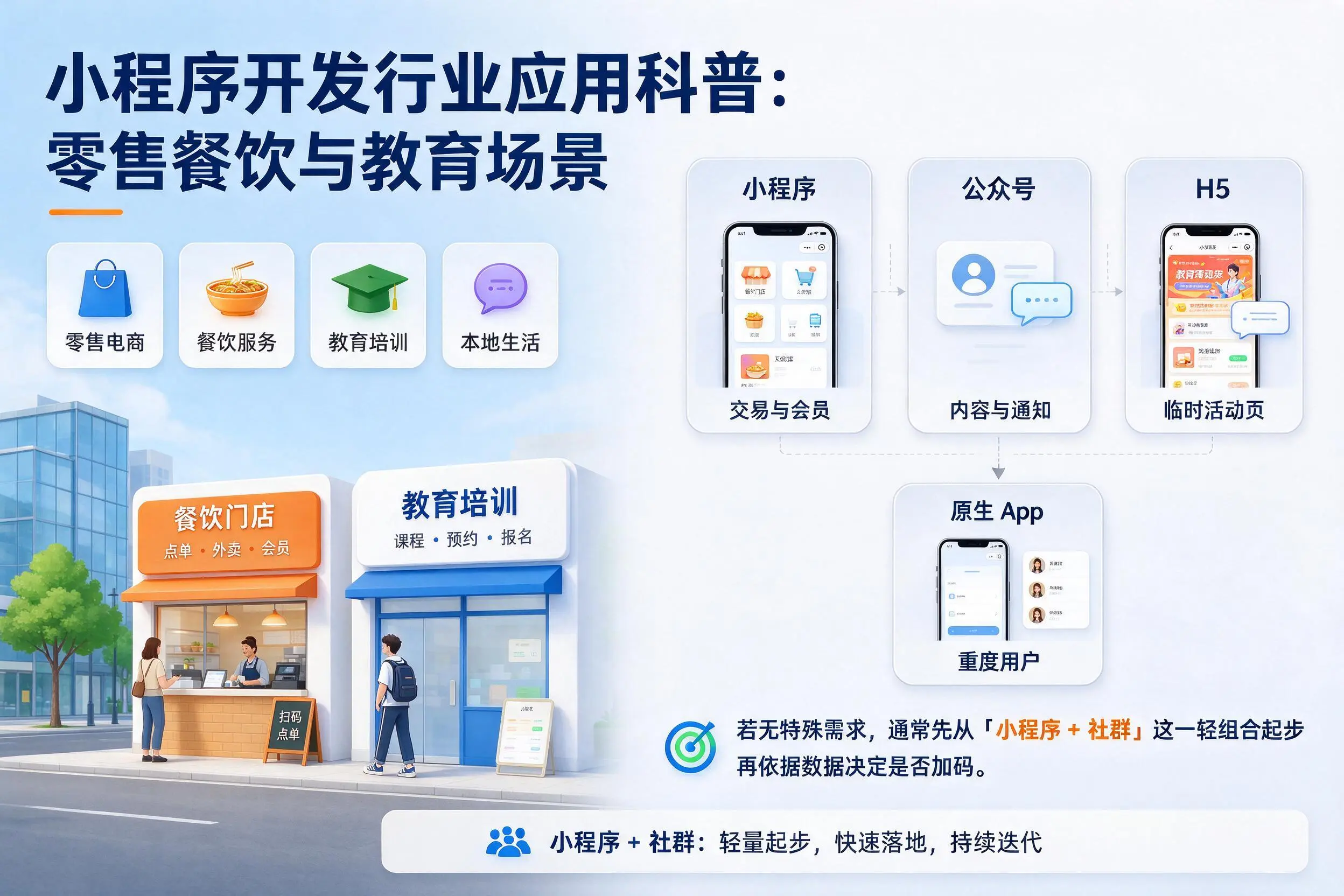 新余小程序开发行业应用科普:零售餐饮与教育场景