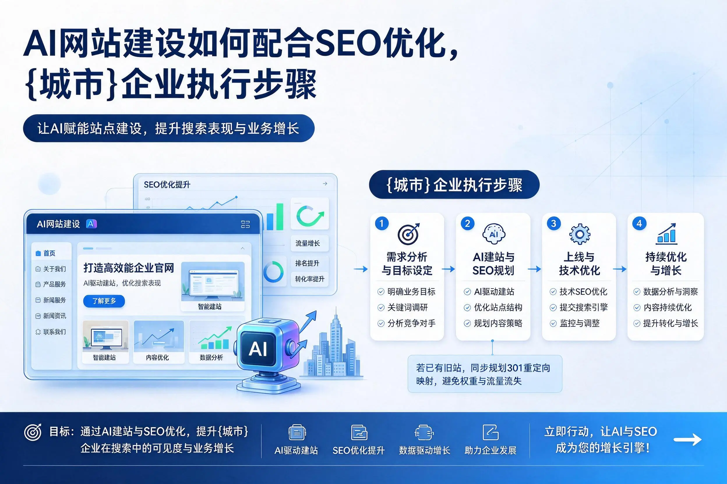 AI网站建设如何配合SEO优化，新余企业执行步骤