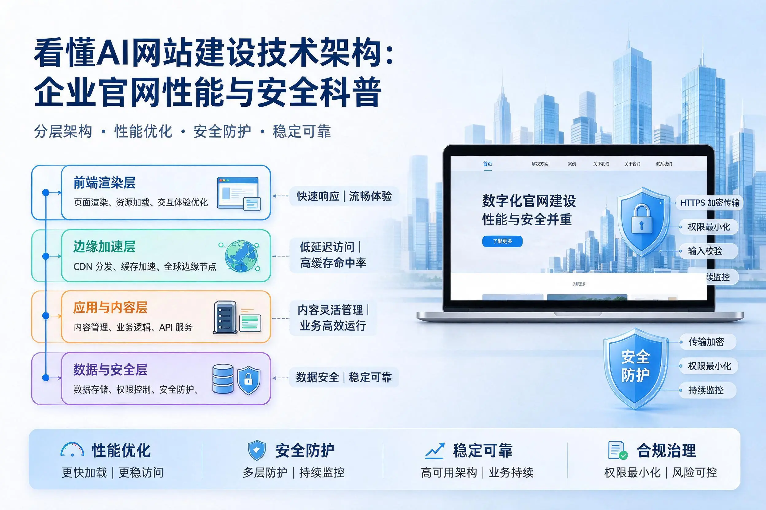 看懂AI网站建设技术架构：新余企业官网性能与安全科普