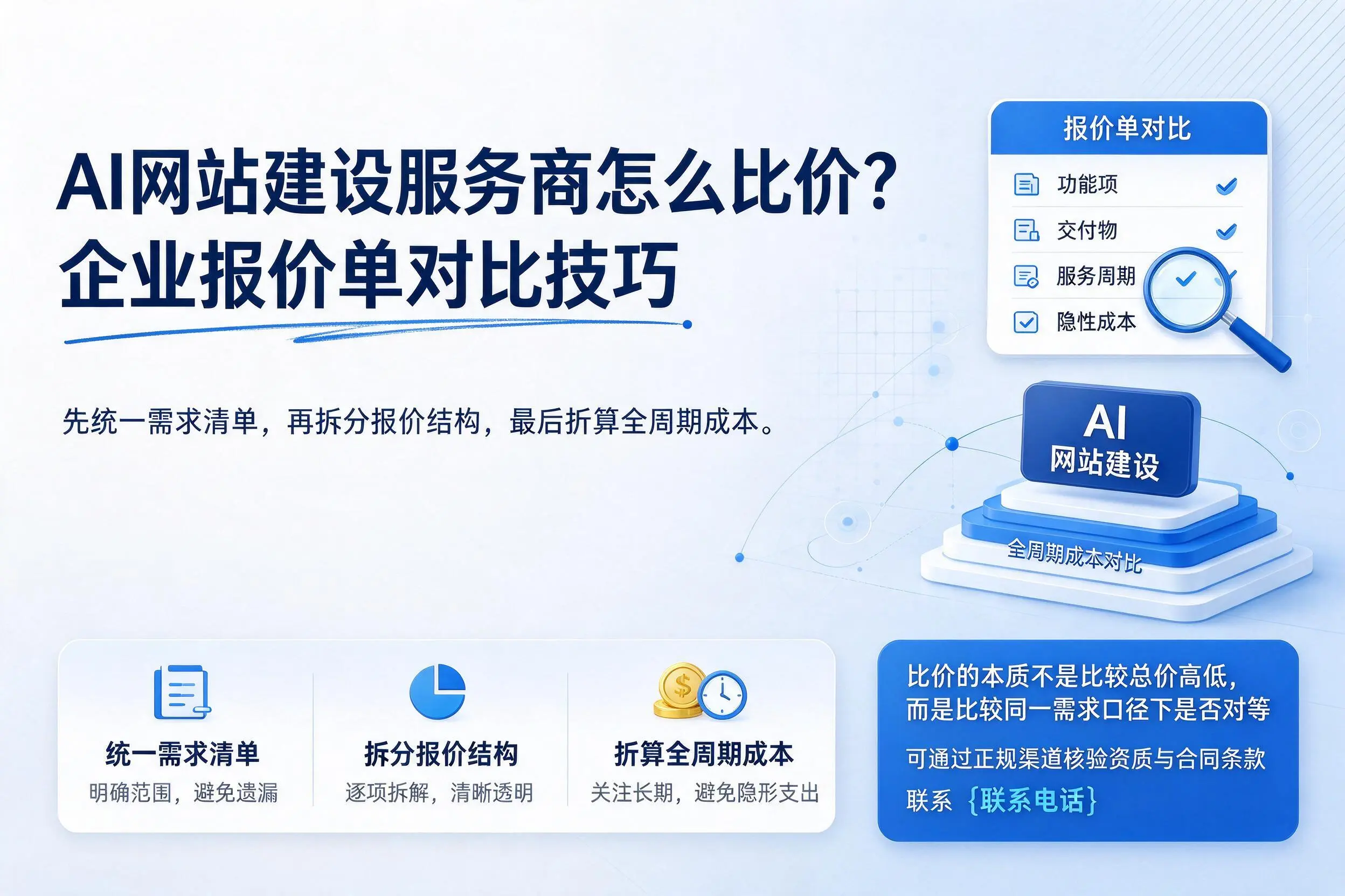 AI网站建设服务商怎么比价？新余企业报价单对比技巧