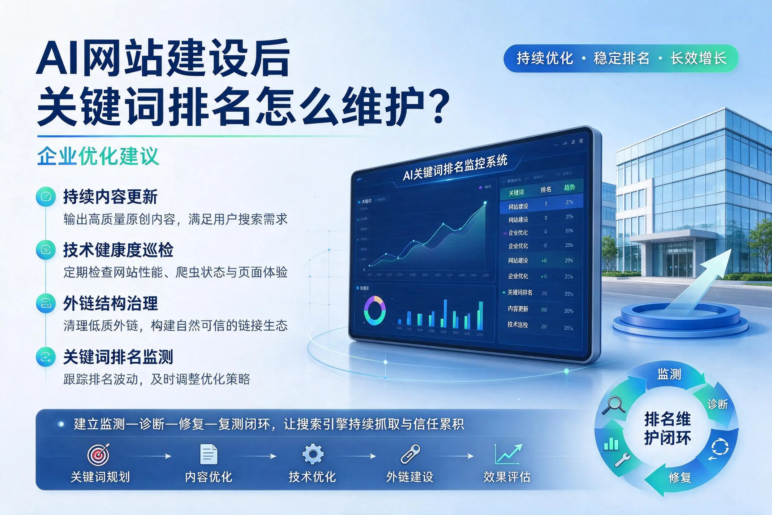 AI网站建设后关键词排名怎么维护？新余企业优化建议