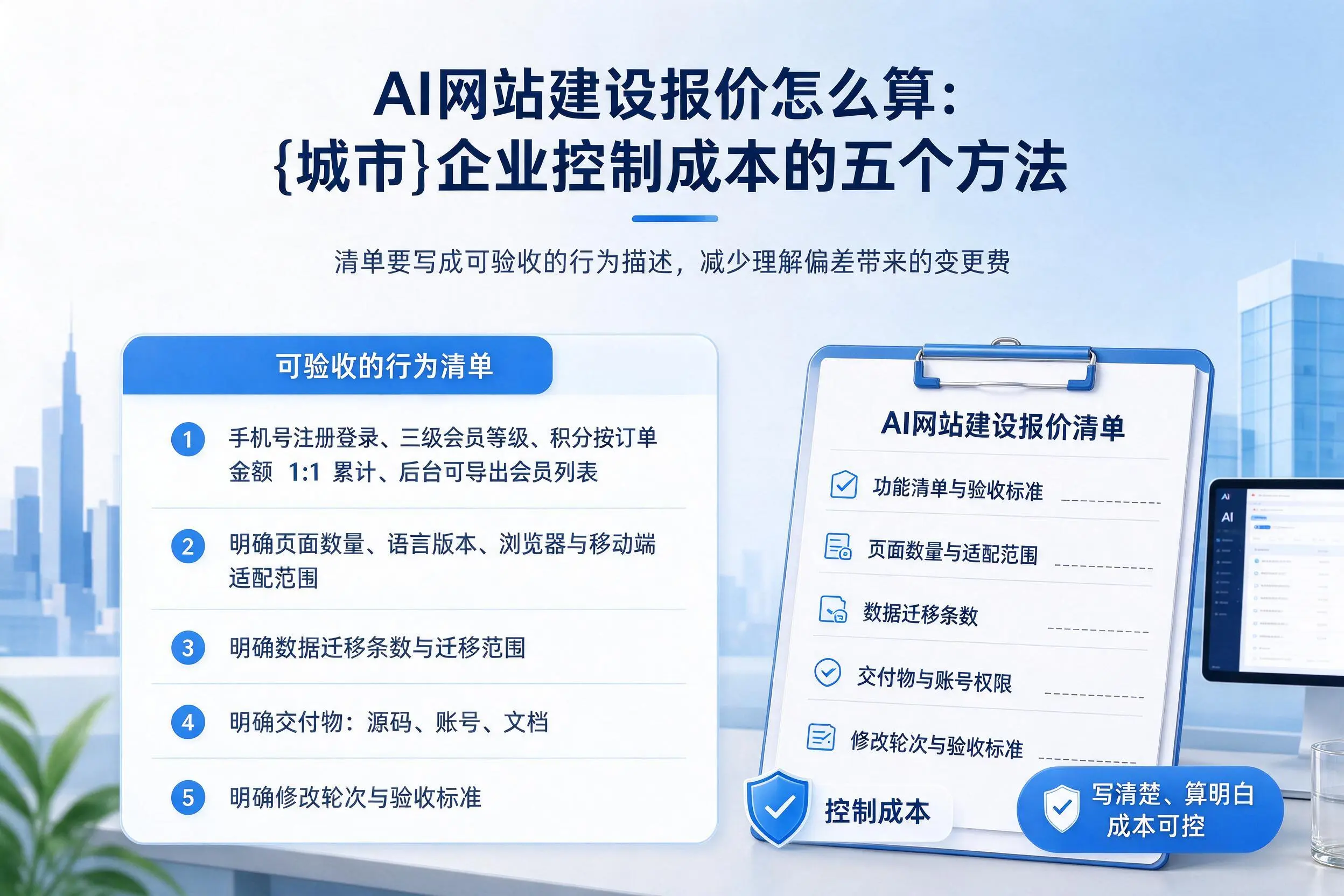 AI网站建设报价怎么算:新余企业控制成本的五个方法